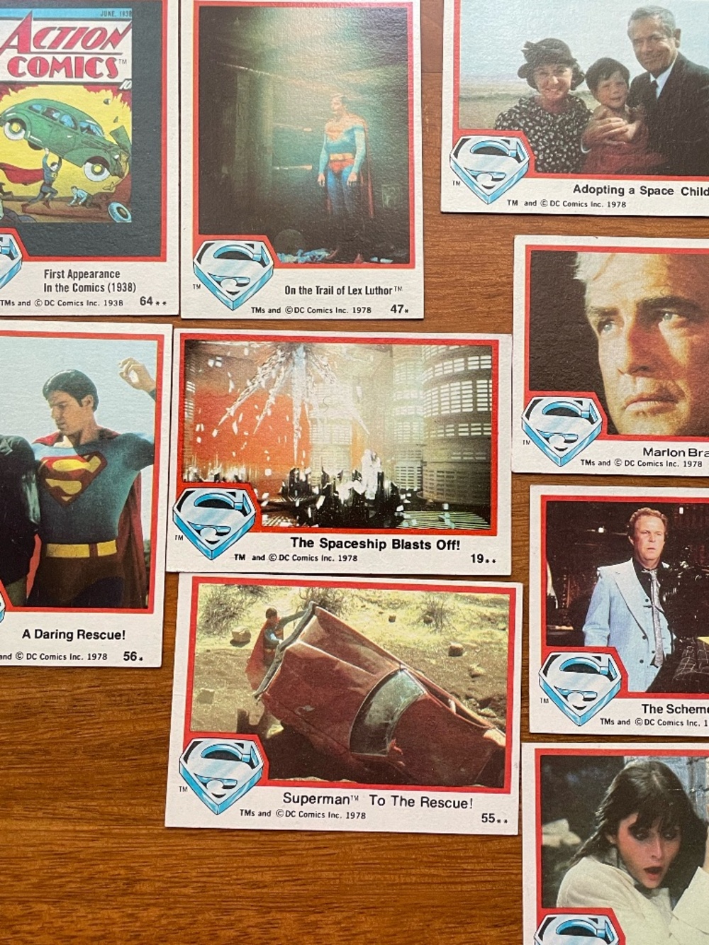 Vintage 1978 Superman Topps Trading Cards Lot of 9